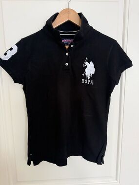 U.S. Polo Assn. Black Polo with White Logo